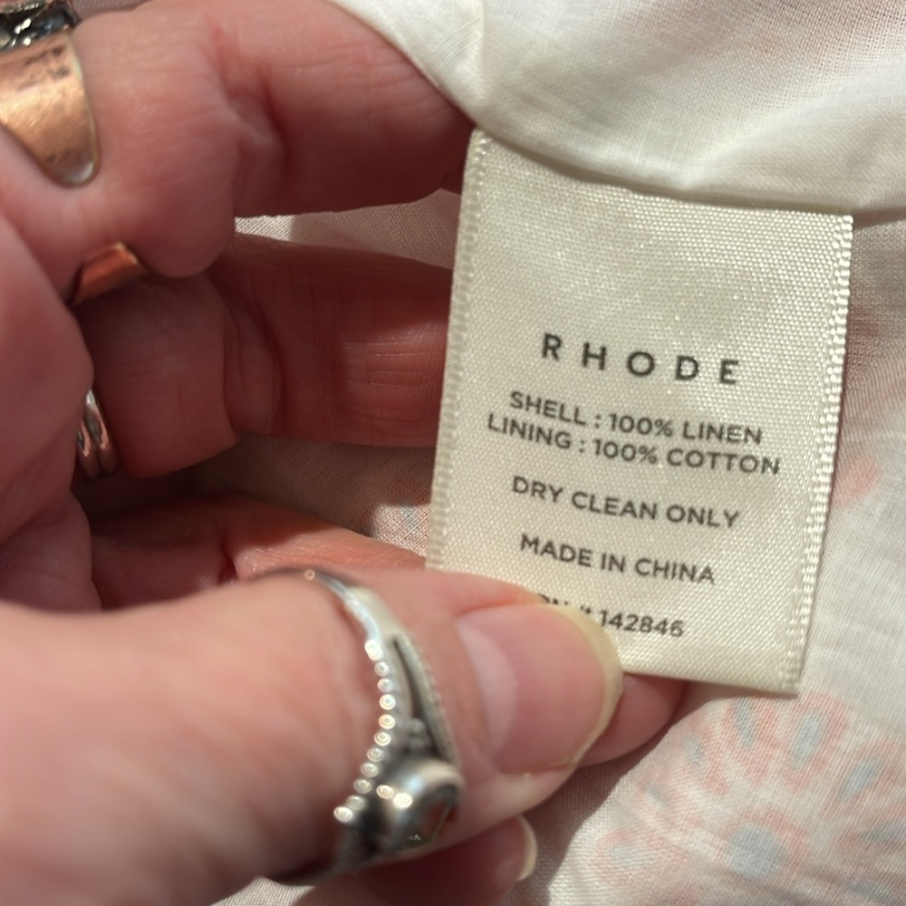 RHODE Strapless Midi Dress in White and Orange Floral Print - Picture 5 of 7